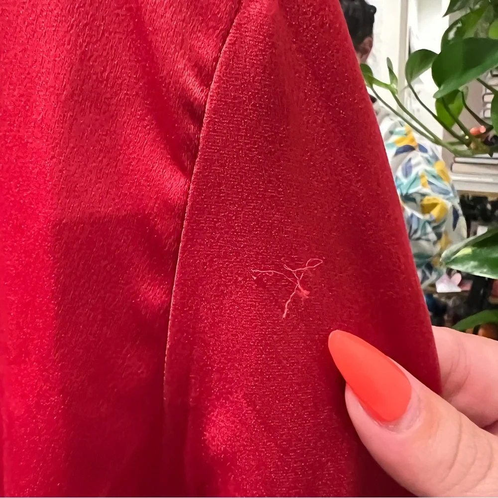 Silky Red Collared ELOQUII Bodysuit - Picture 3 of 9